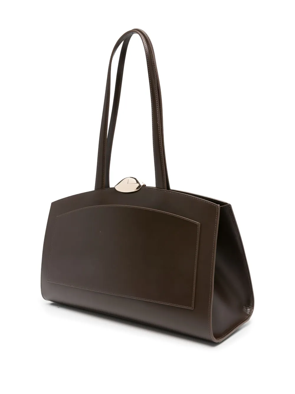 Benedetta Bruzziches Leren schoudertas met gewelfde top Bruin