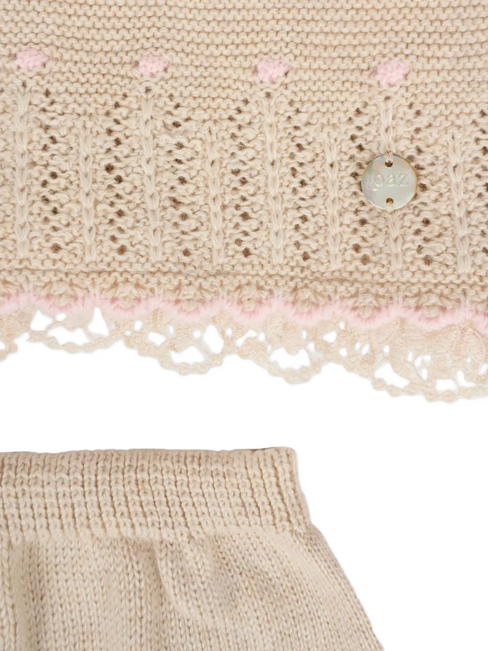 Paz Rodriguez Baby Girls Knitted 2 Piece Babygrow Set In Neutral