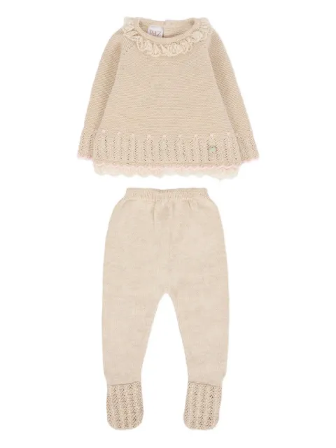 Paz Rodriguez lace-trimmed knitted trousers set