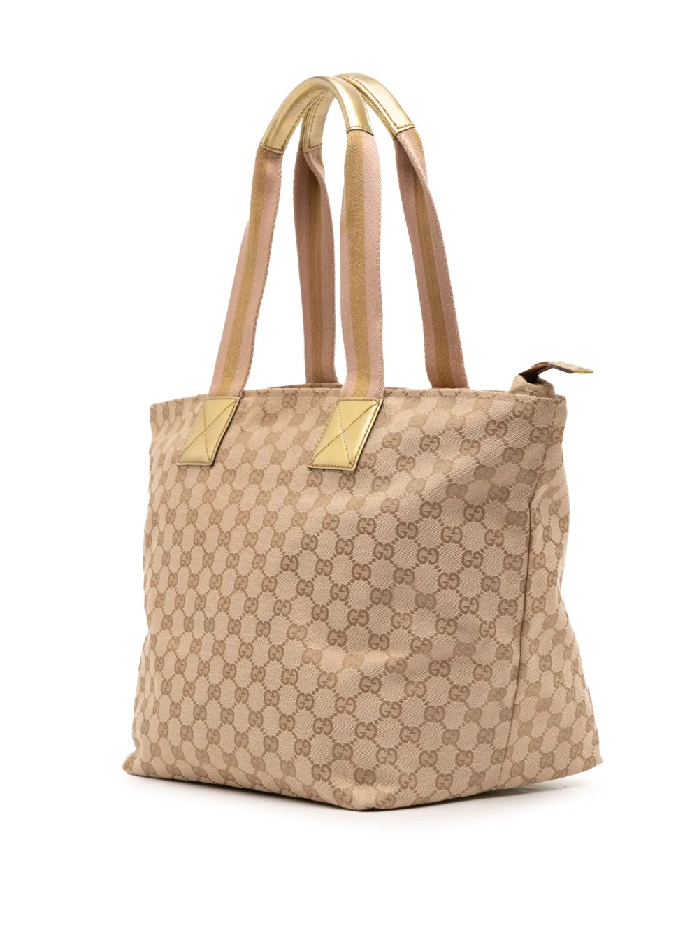 Pre-owned Gucci 2000-2015 Gg Canvas Web Tote Bag In Brown
