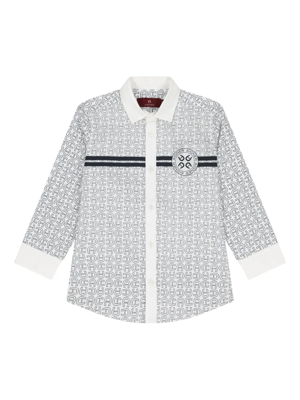 Aigner Kids logo-print long-sleeve shirt | White | Image 1