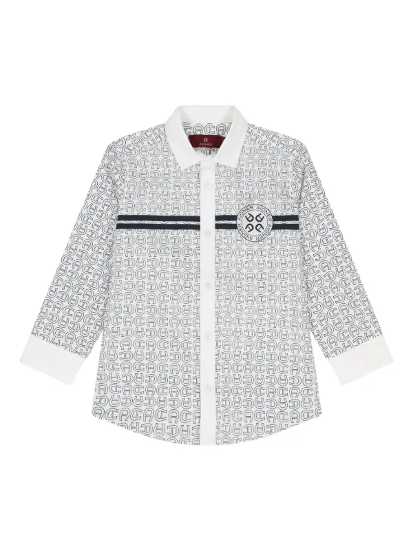 Aigner Kids logo-print long-sleeve Shirt White FARFETCH BN
