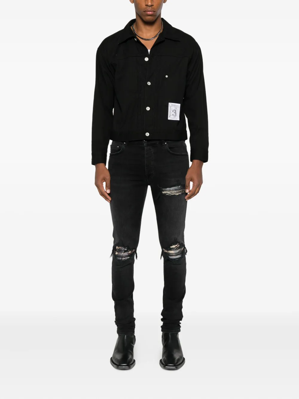 AMIRI patchwork-distressed cotton jeans - Zwart