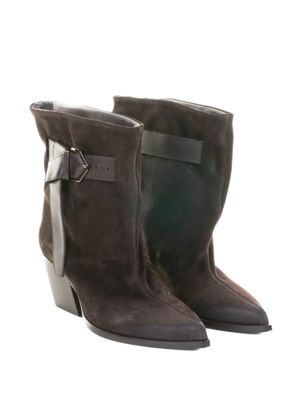 Elena Iachi 60 mm suède laarzen met Western-stijl en gespdetail Bruin