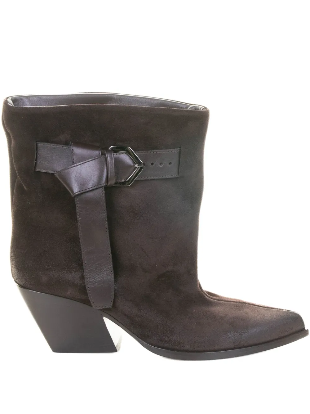 Elena Iachi 60mm buckle-detail suede cowboy boots - ブラウン Elena Iachi 60mm buckle-detail suede cowboy boots - ブラウン