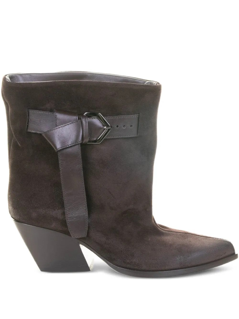 Elena Iachi 60mm buckle-detail suede cowboy boots Brown