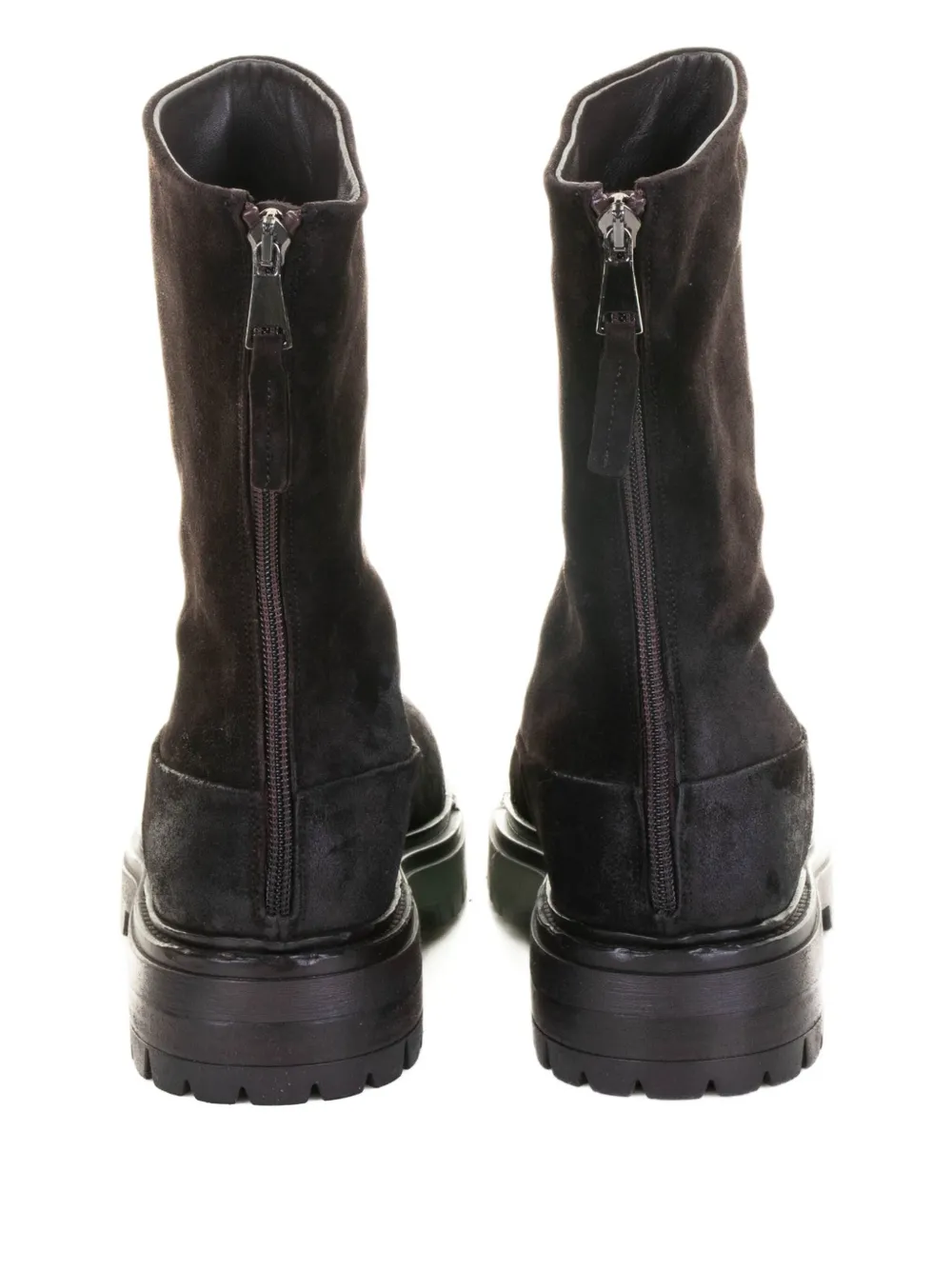 Elena Iachi Ebony Suede Ankle Boot With Zip In Multi