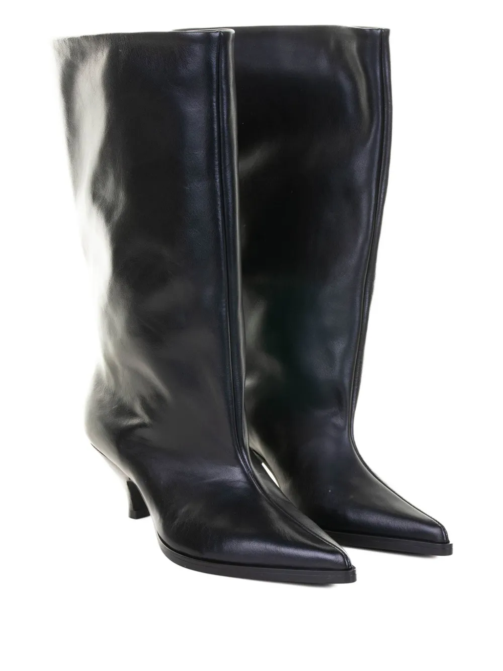 Elena Iachi Pointed-toe Leather Boots In Black