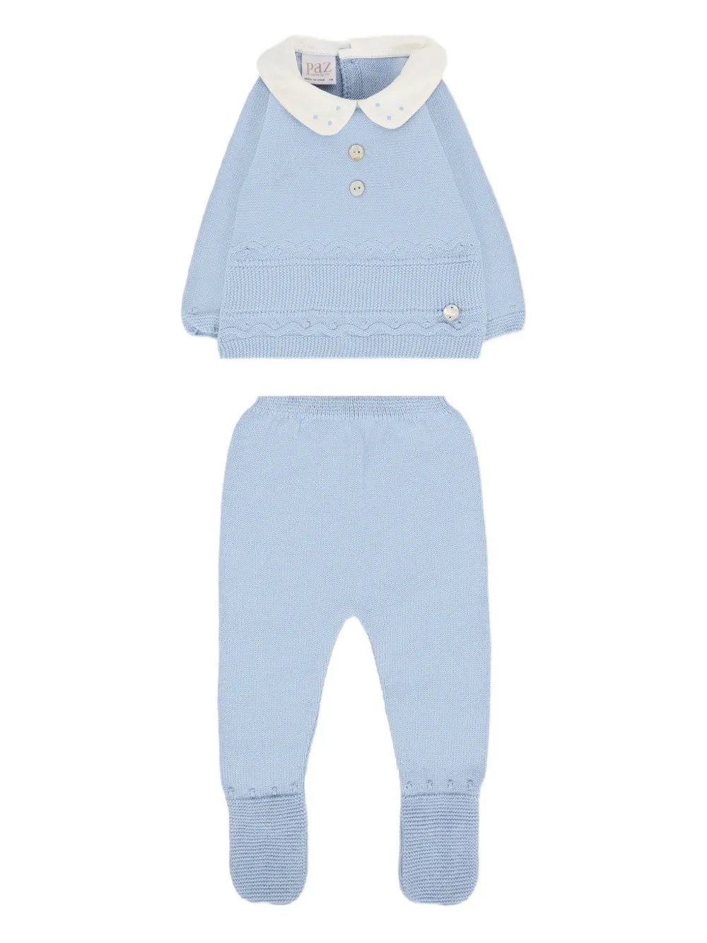 Paz Rodriguez Peter Pan-collar Knitted Pajama In Blue