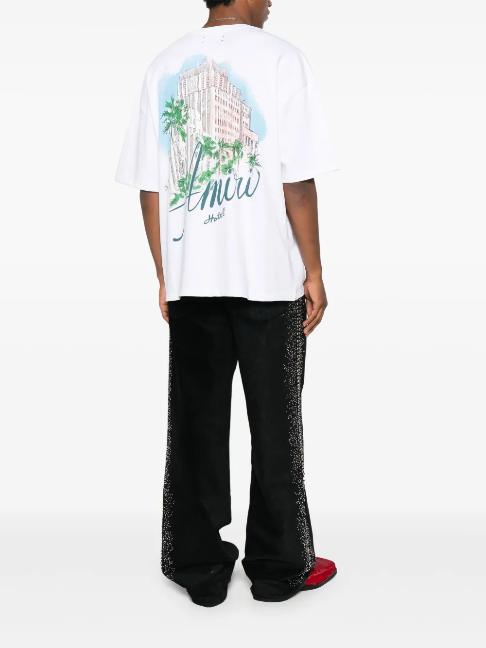 AMIRI T-shirt met grafische print en trekkoord - Wit