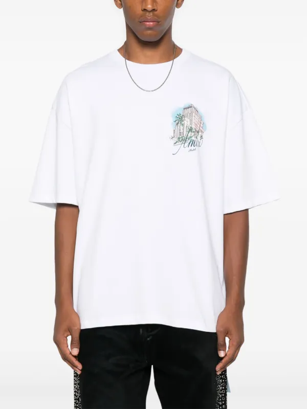 AMIRI graphic-print Drawstring T-shirt | White | FARFETCH