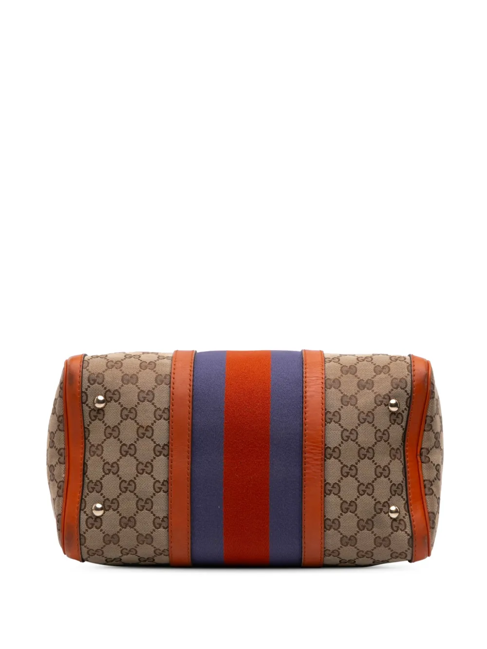 Pre-owned Gucci 2016-2025 Medium Gg Canvas Web Joy Boston Bag Satchel In Brown