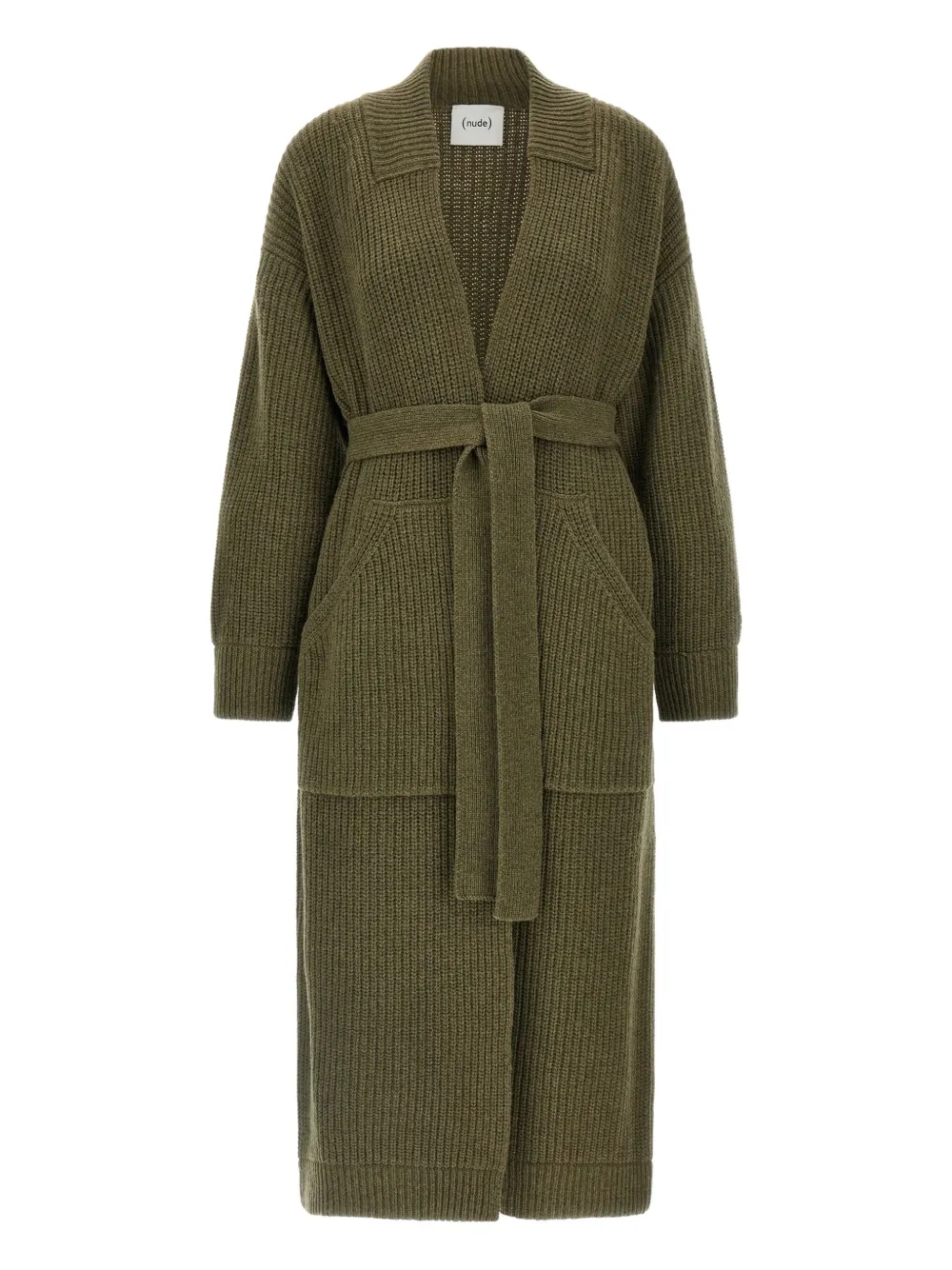 Nude ribbed shawl-collar coat - グリーン Nude ribbed shawl-collar coat - グリーン