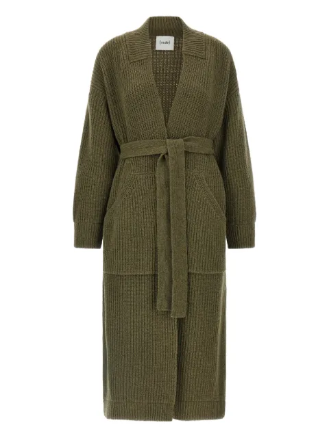 Nude ribbed shawl-collar coat