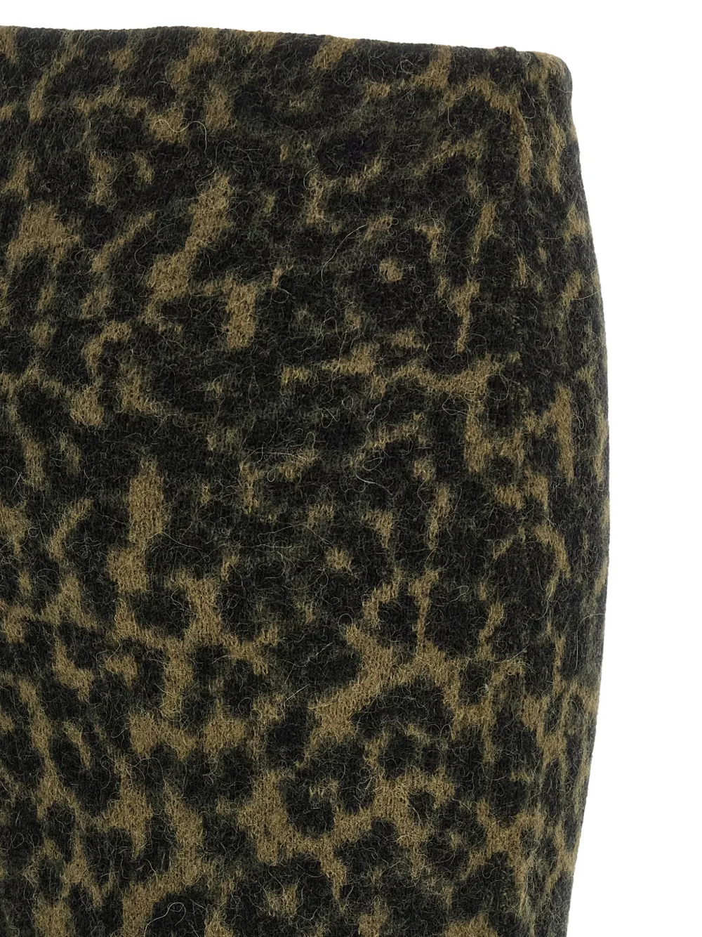 Nude Alpaca Wool Blend Animal Print Midi Skirt In Green