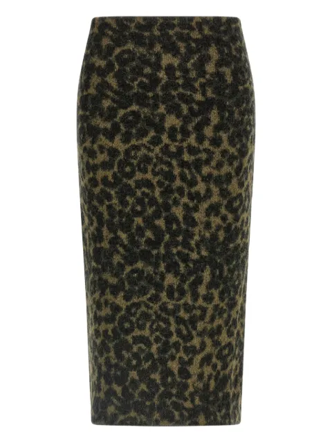 Nude animal-print elastic-waistband skirt
