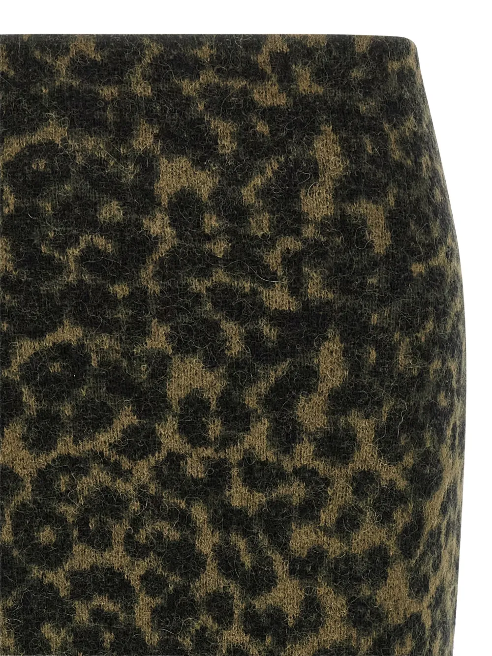 Nude Alpaca Wool Blend Animal Print Midi Skirt In Green