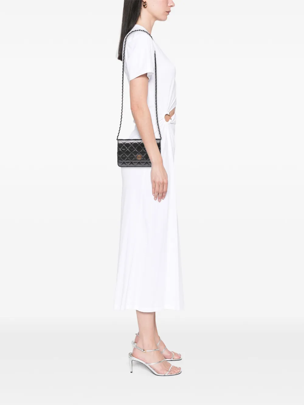 CHANEL Pre-Owned 2013-2014 Quilted Iridescent Lambskin Tartan Button Wallet On Chain crossbody bag | Pre-Owned | Image 2