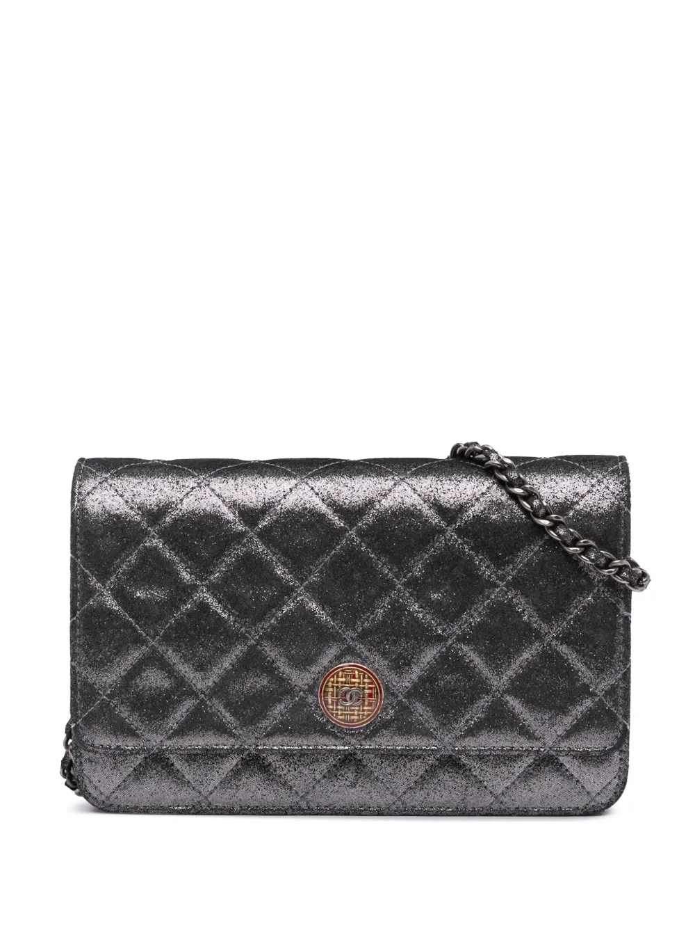 CHANEL Pre-Owned 2013-2014 Quilted Iridescent Lambskin Tartan Button CHANEL Pre-Owned 2013-2014 Quilted Iridescent Lambskin Tartan Button