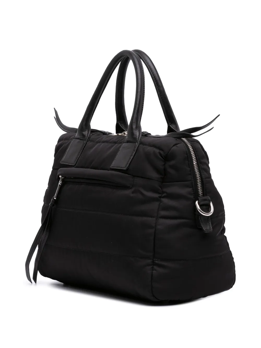 Pre-owned Prada 2013-2025 Tessuto Bomber Satchel In Black
