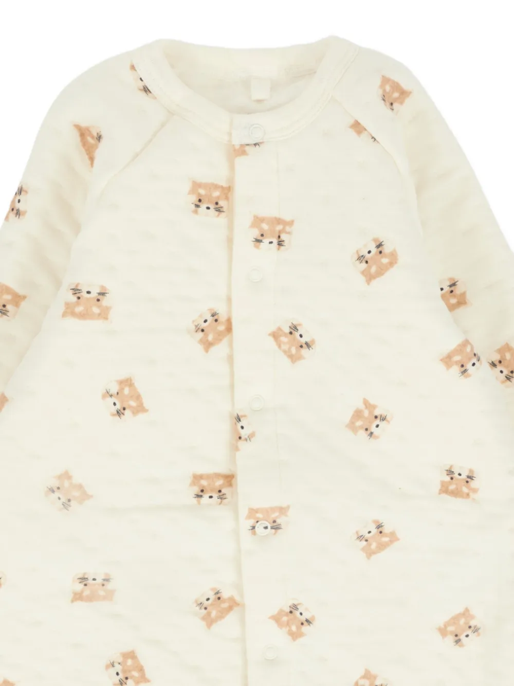 Petit Bateau Panda-print Quilted Romper In Gray