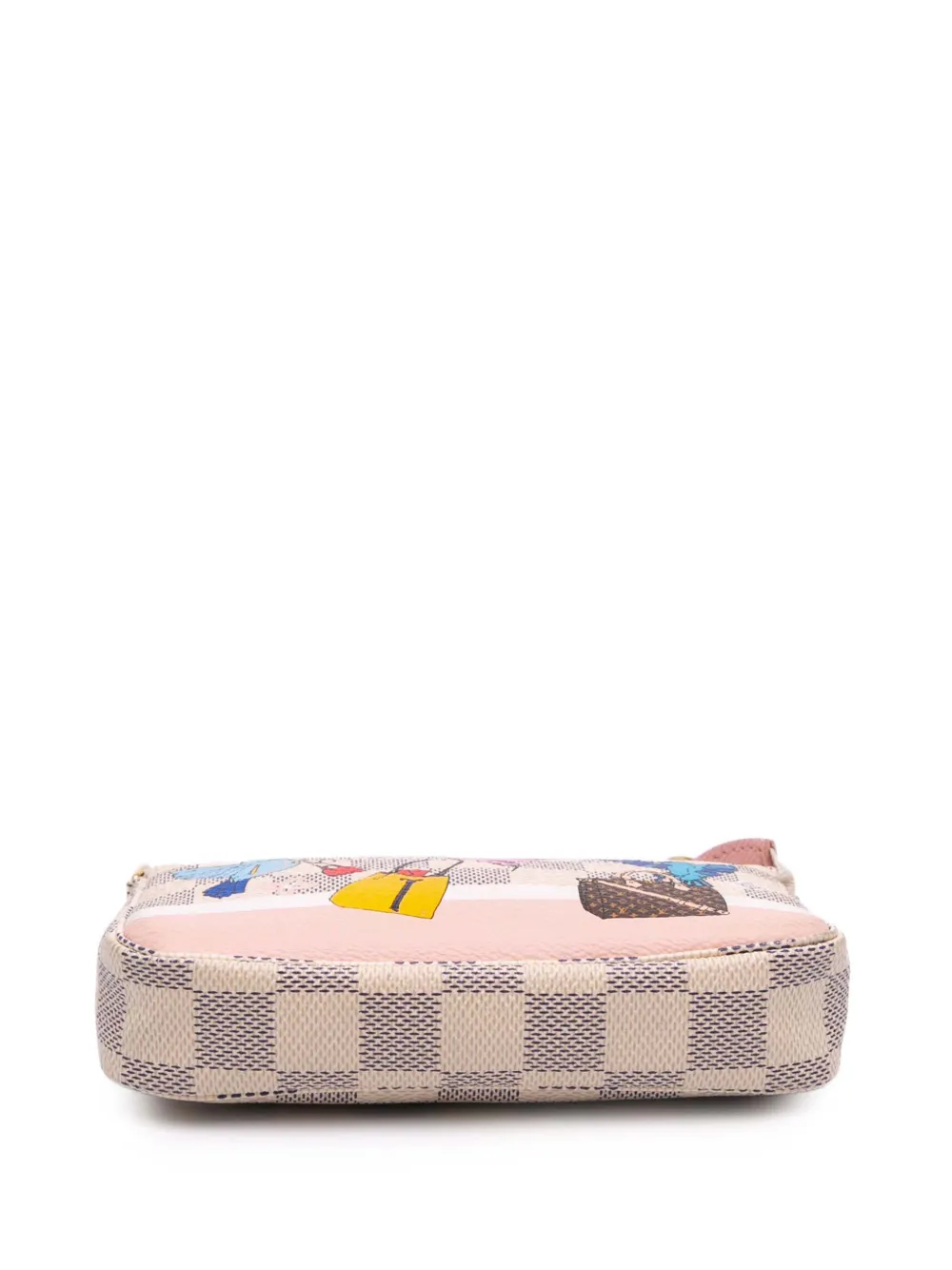 Pre-owned Louis Vuitton 2018 Damier Azur Christmas Birds Mini Pochette Accessoires Handbag In White