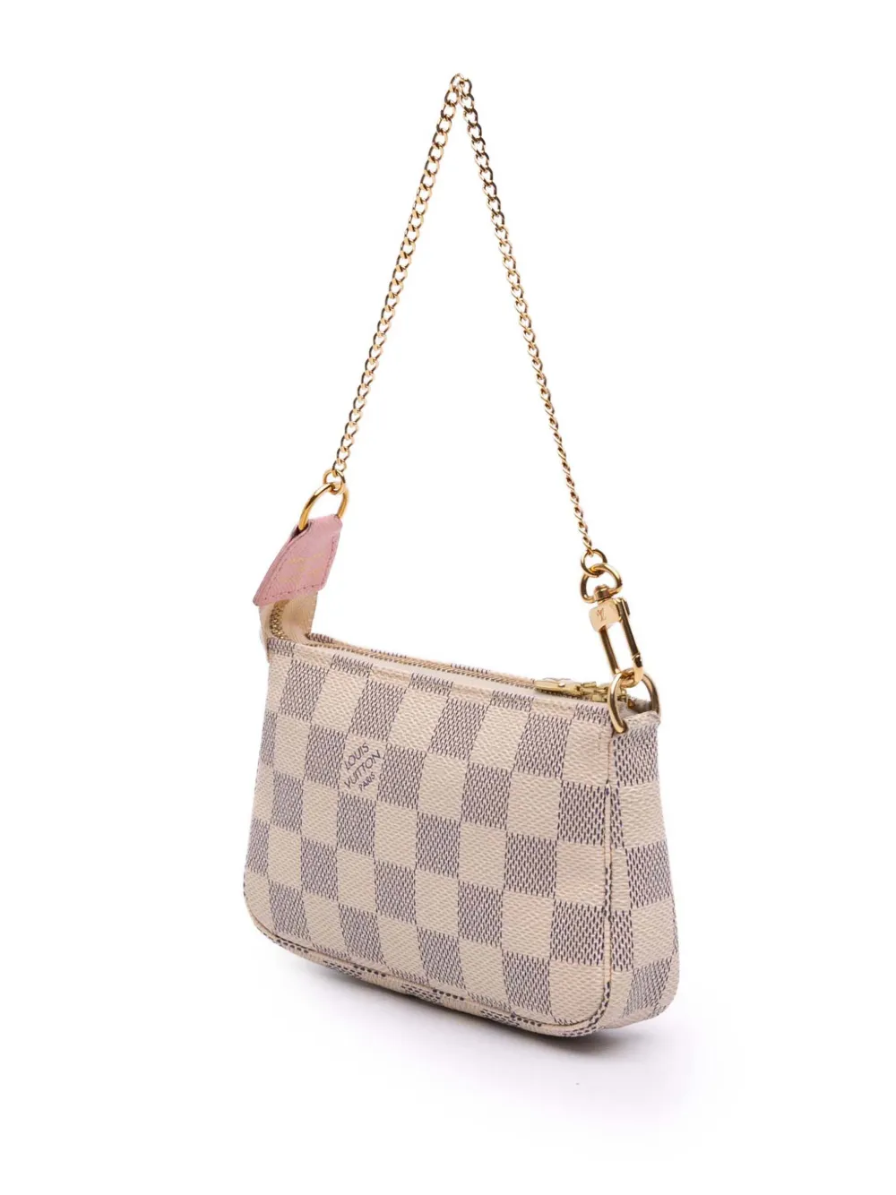 Pre-owned Louis Vuitton 2018 Damier Azur Christmas Birds Mini Pochette Accessoires Handbag In White