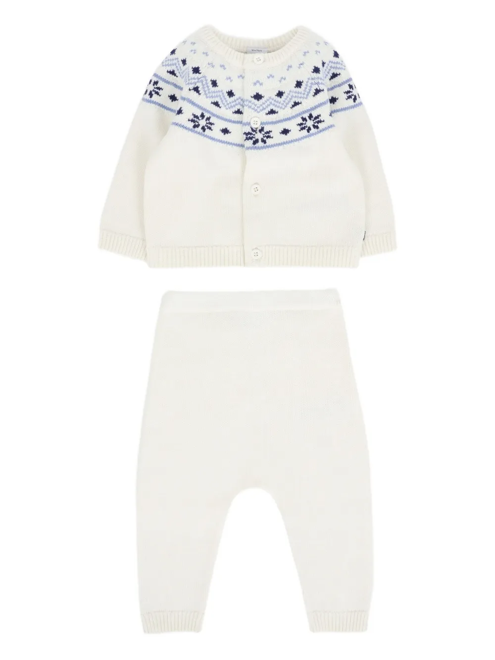 Petit Bateau Fair Isle Snowflake Tracksuit Set In White