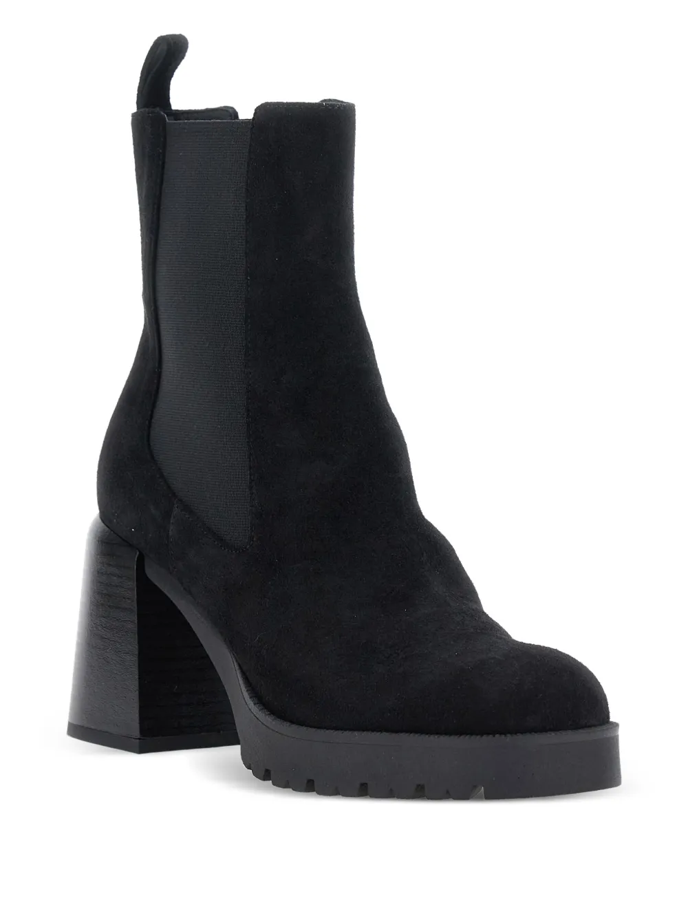 Pollini elasticated-panel block-heel boots Black