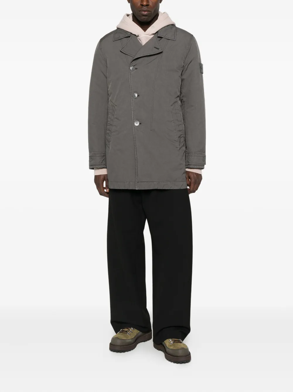 Stone Island Compass-patch buttoned coat | Single Breasted Coats | Image 2