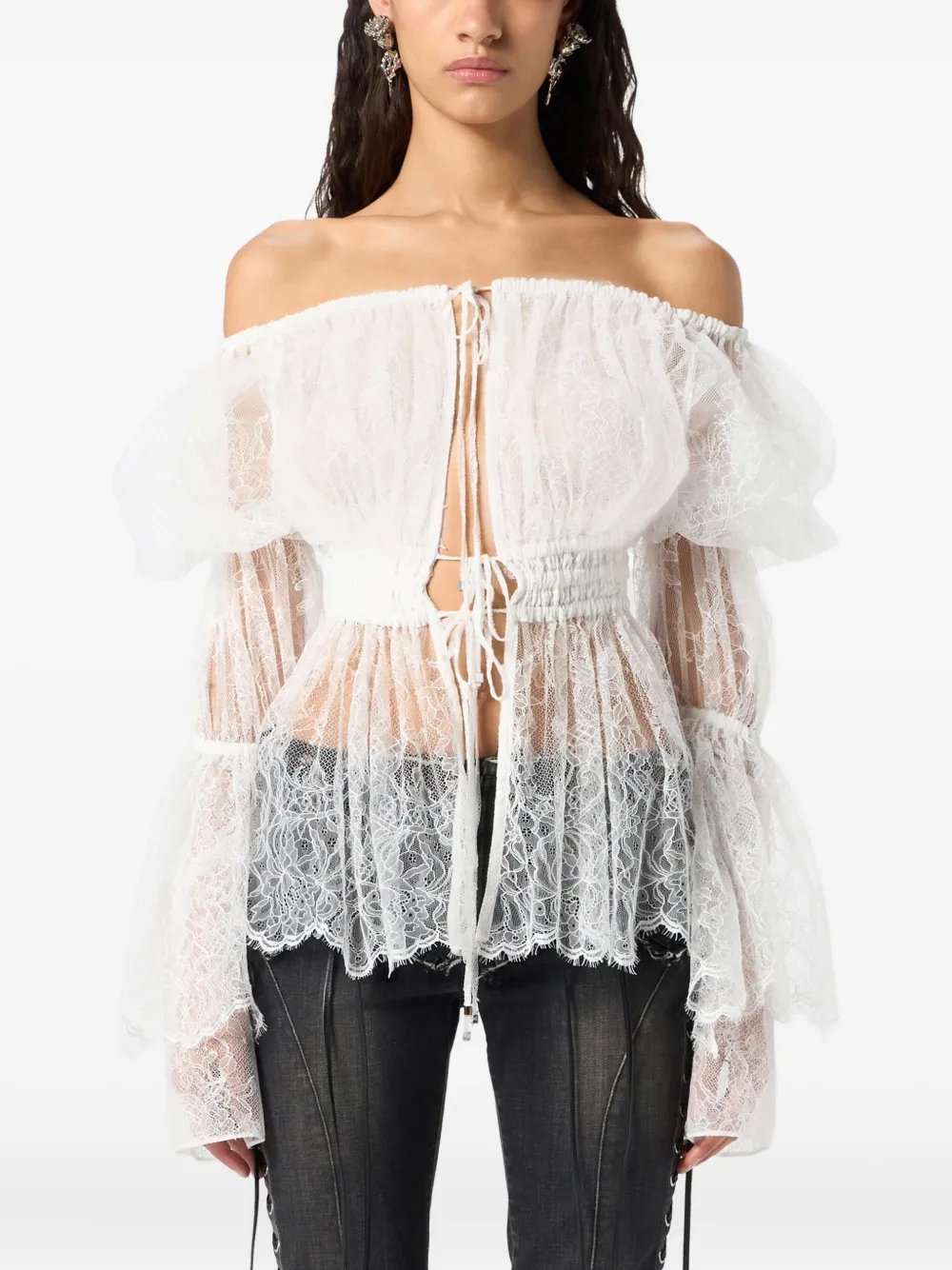 Blumarine off-shoulder lace blouse | White | Image 1