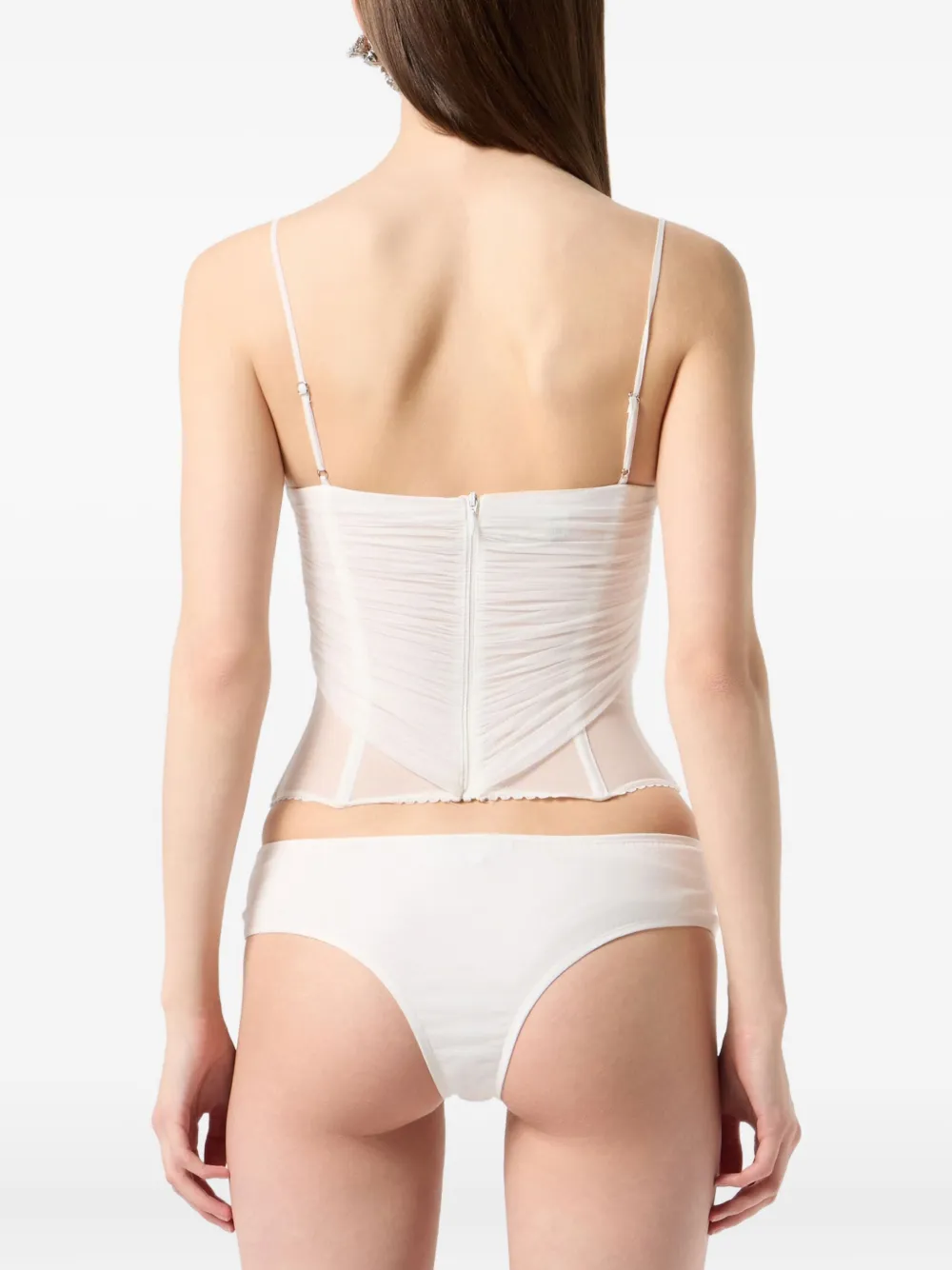 Blumarine Ruched-panel Corset Top In White