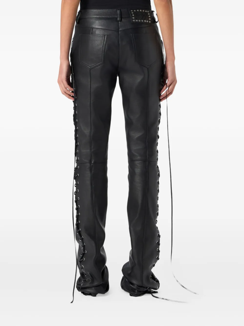 Blumarine Lace-up Trousers In Burgundy