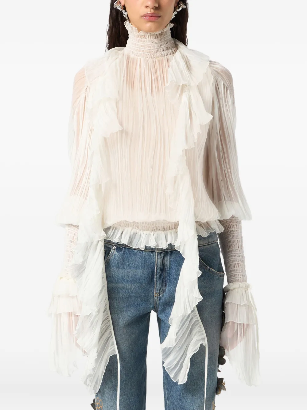 Blumarine Top met ruches Wit