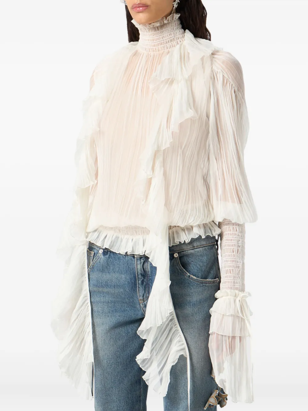 Blumarine Top met ruches Wit