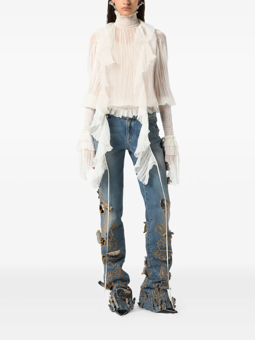 Blumarine Top met ruches - Wit