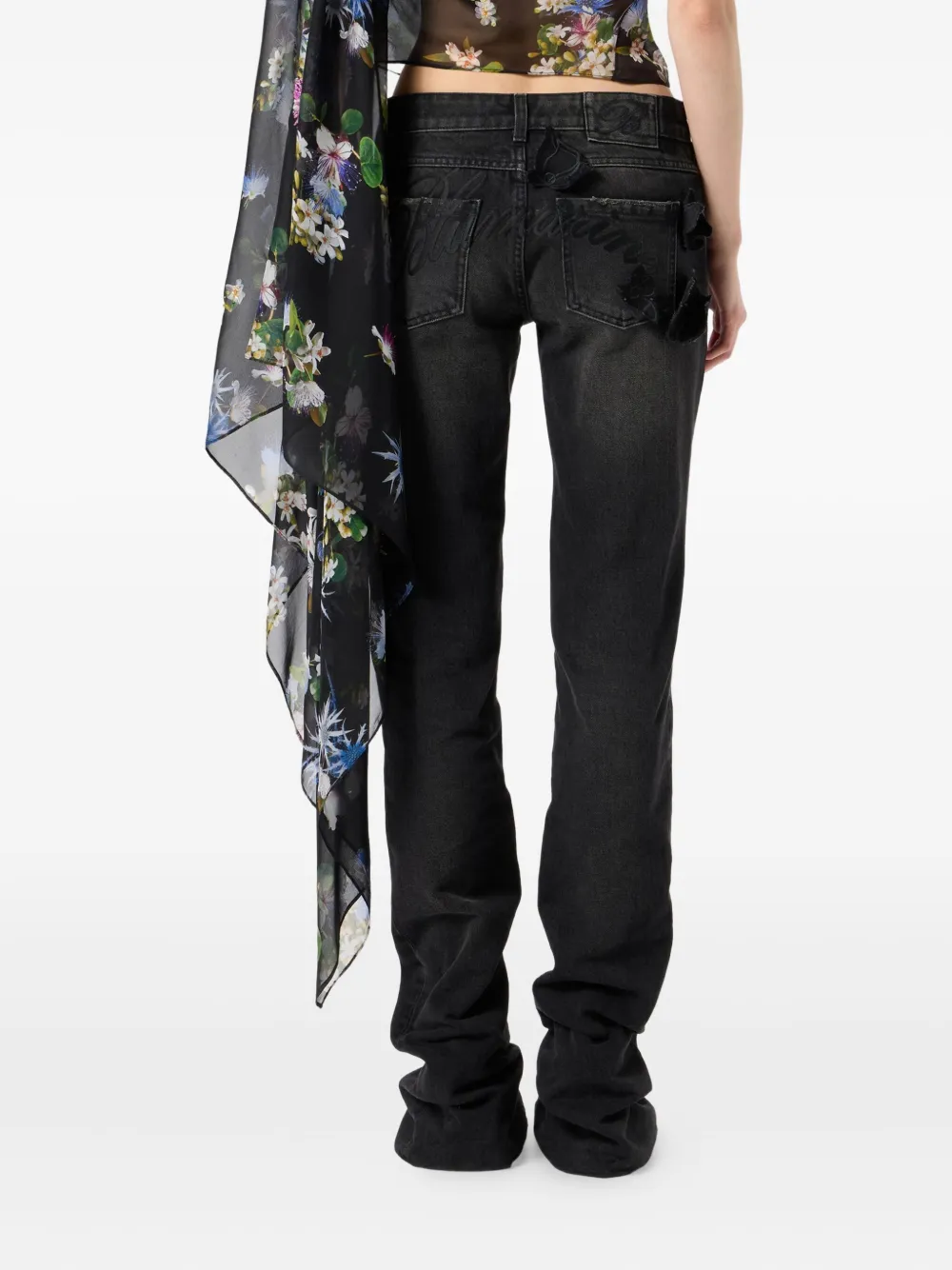 Blumarine Butterfly-embellished Flared Jeans In Black