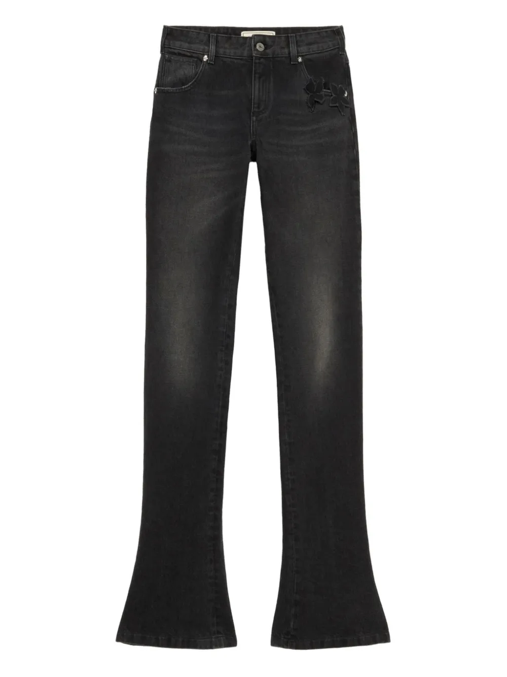 Blumarine Butterfly-embellished Flared Jeans In Black