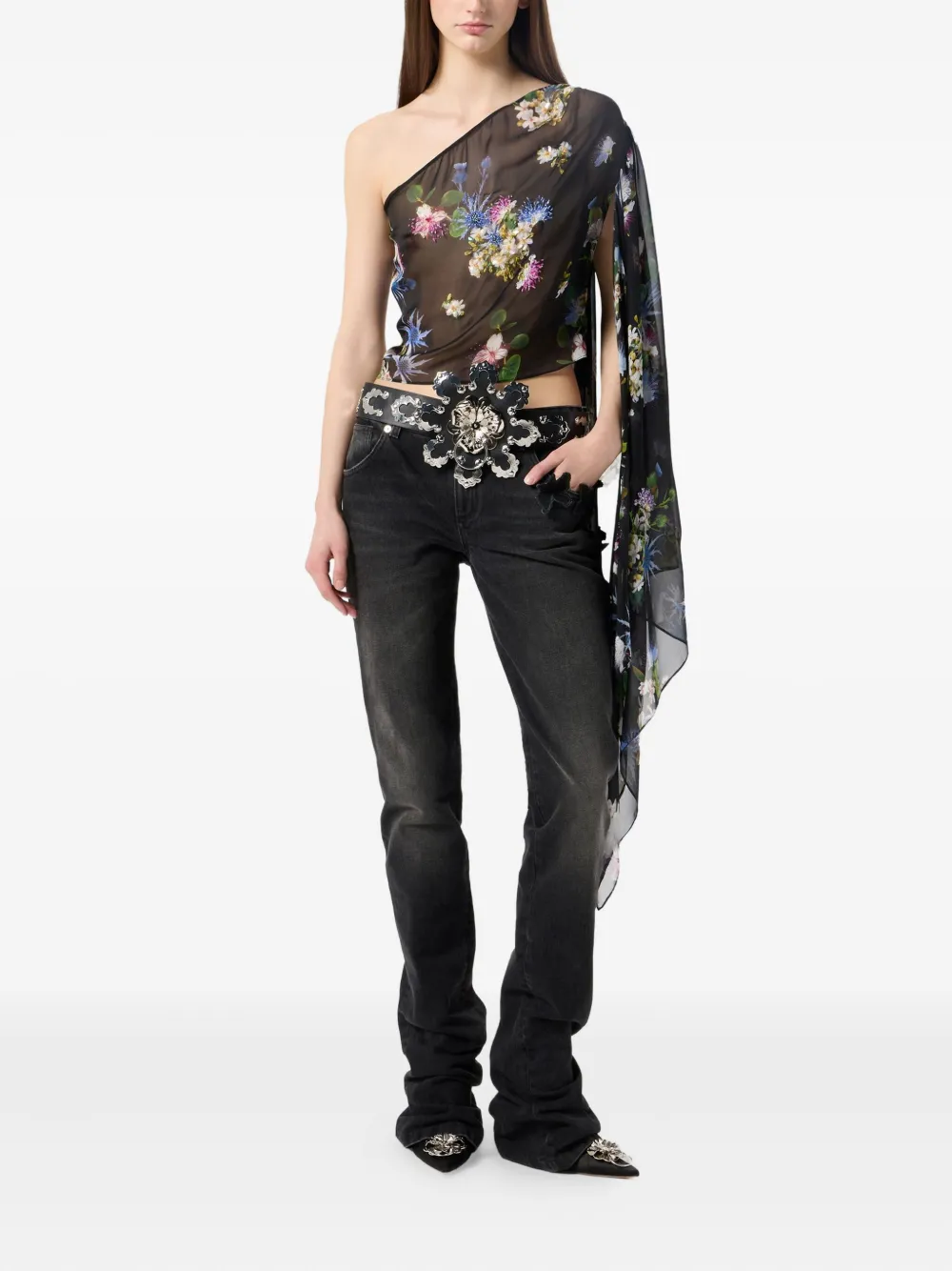Blumarine Flared jeans verfraaid met vlinders - Zwart
