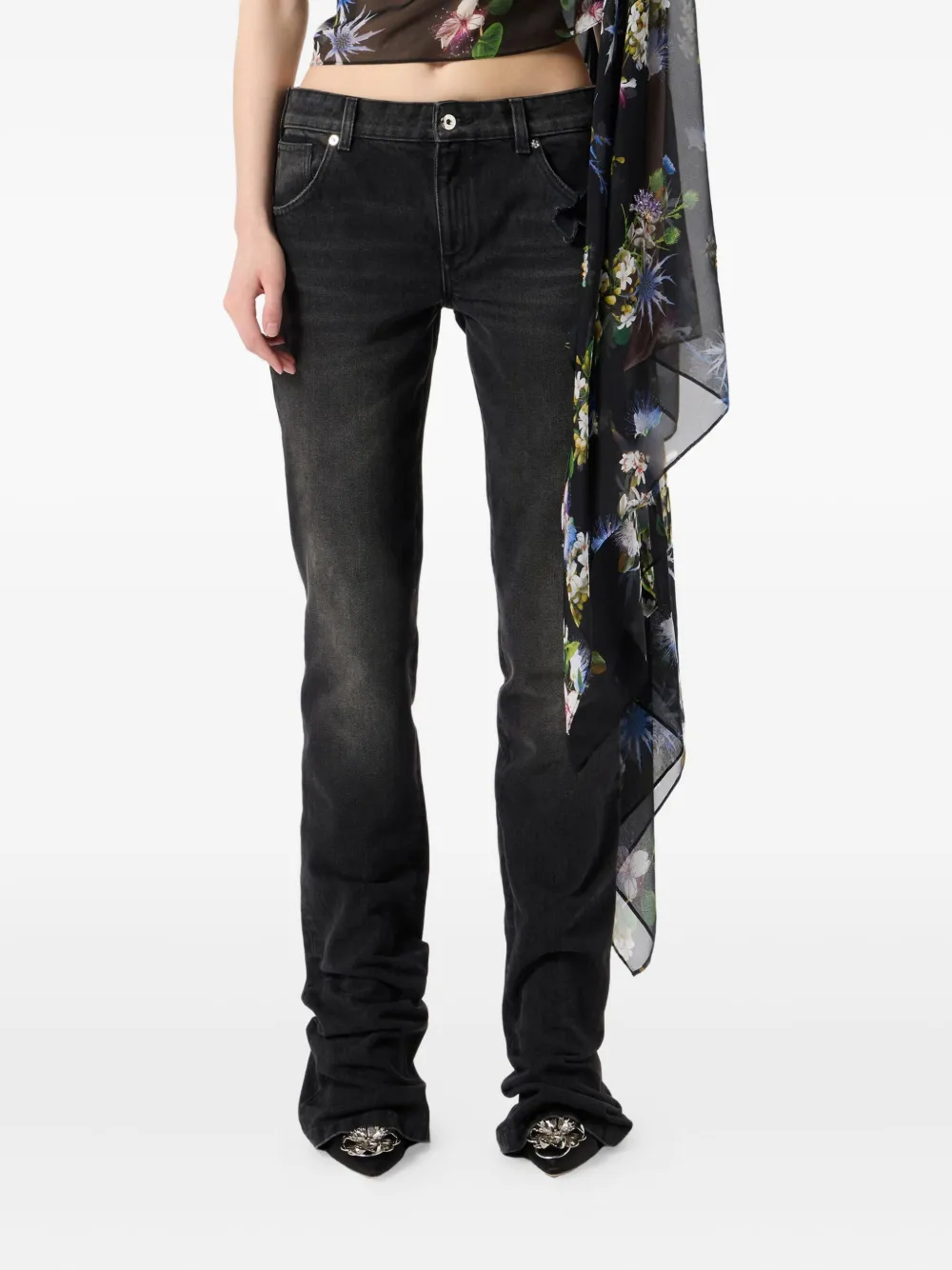 Blumarine Butterfly-embellished Flared Jeans In Black