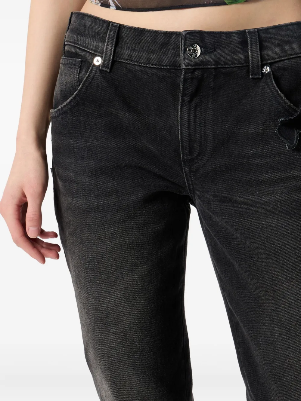 Blumarine Butterfly-embellished Flared Jeans In Black