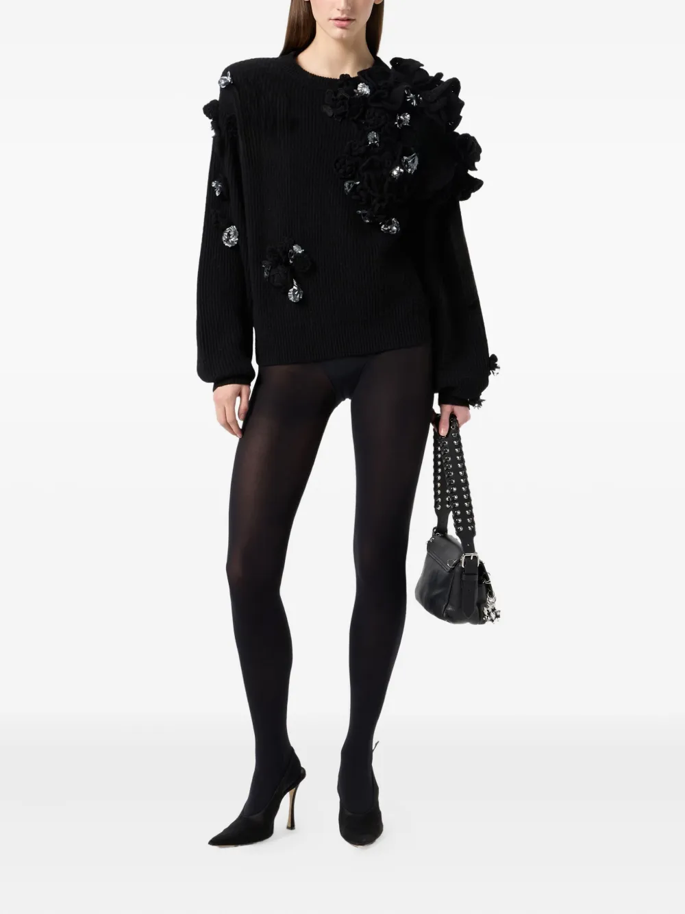 Blumarine flower-embellished ribbed sweater | Knitted Sweaters | Image 2