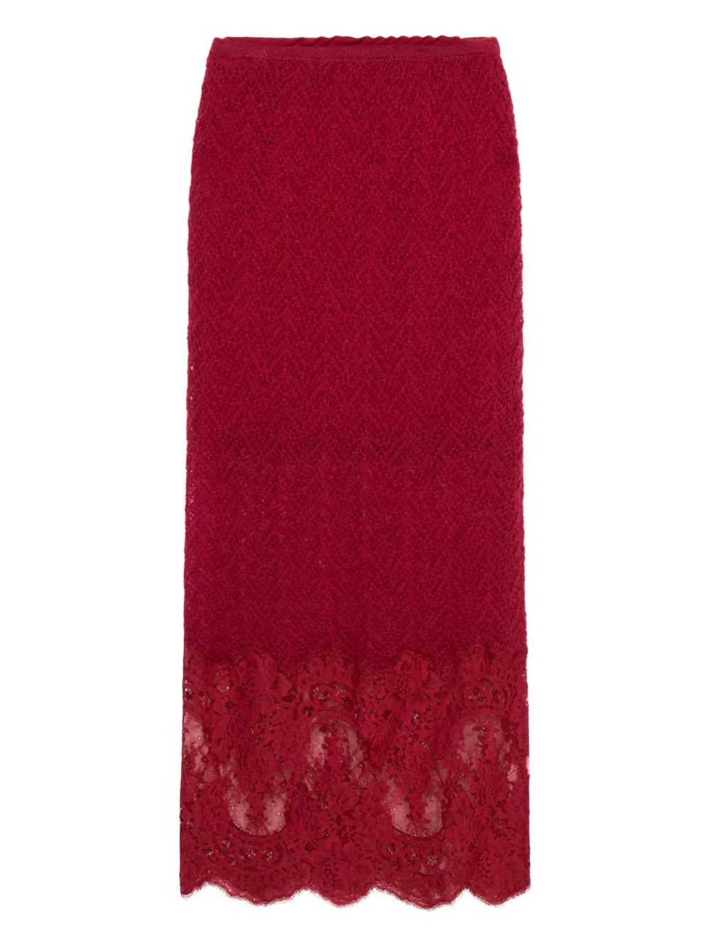 Blumarine Lace Midi Skirt In Red