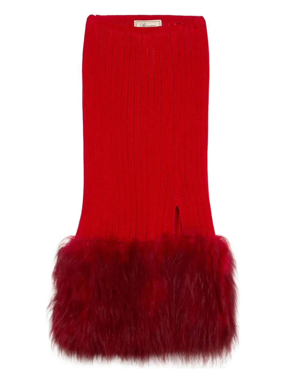 Blumarine Ribbed-kit Midi Skirt In Red