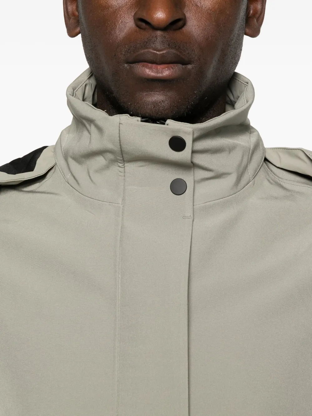 Rains Suva Vision Softshell Hooded A-line Trench Coat In Green