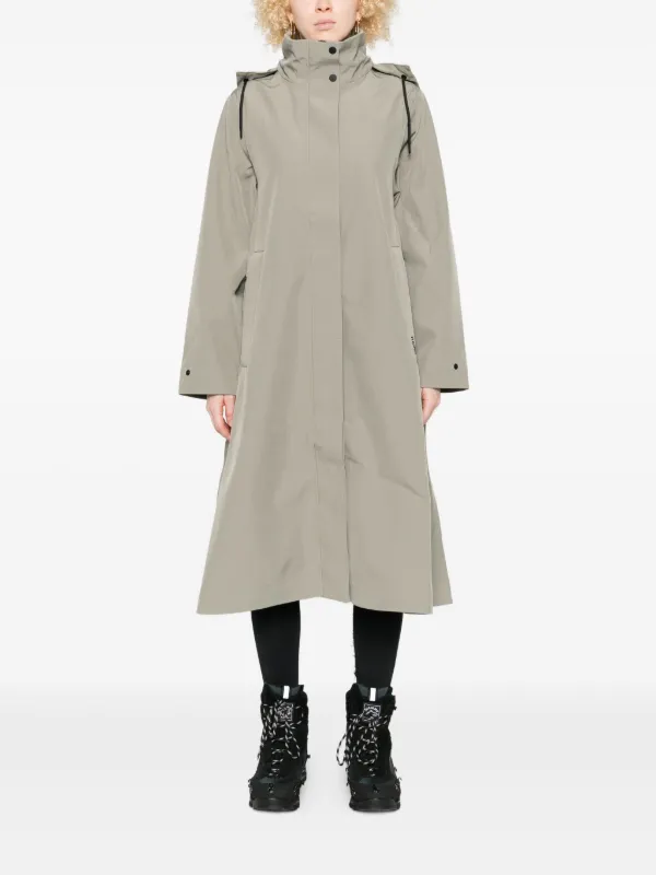 Rains Suva Vision Softshell Hooded A-line Trench Coat Green