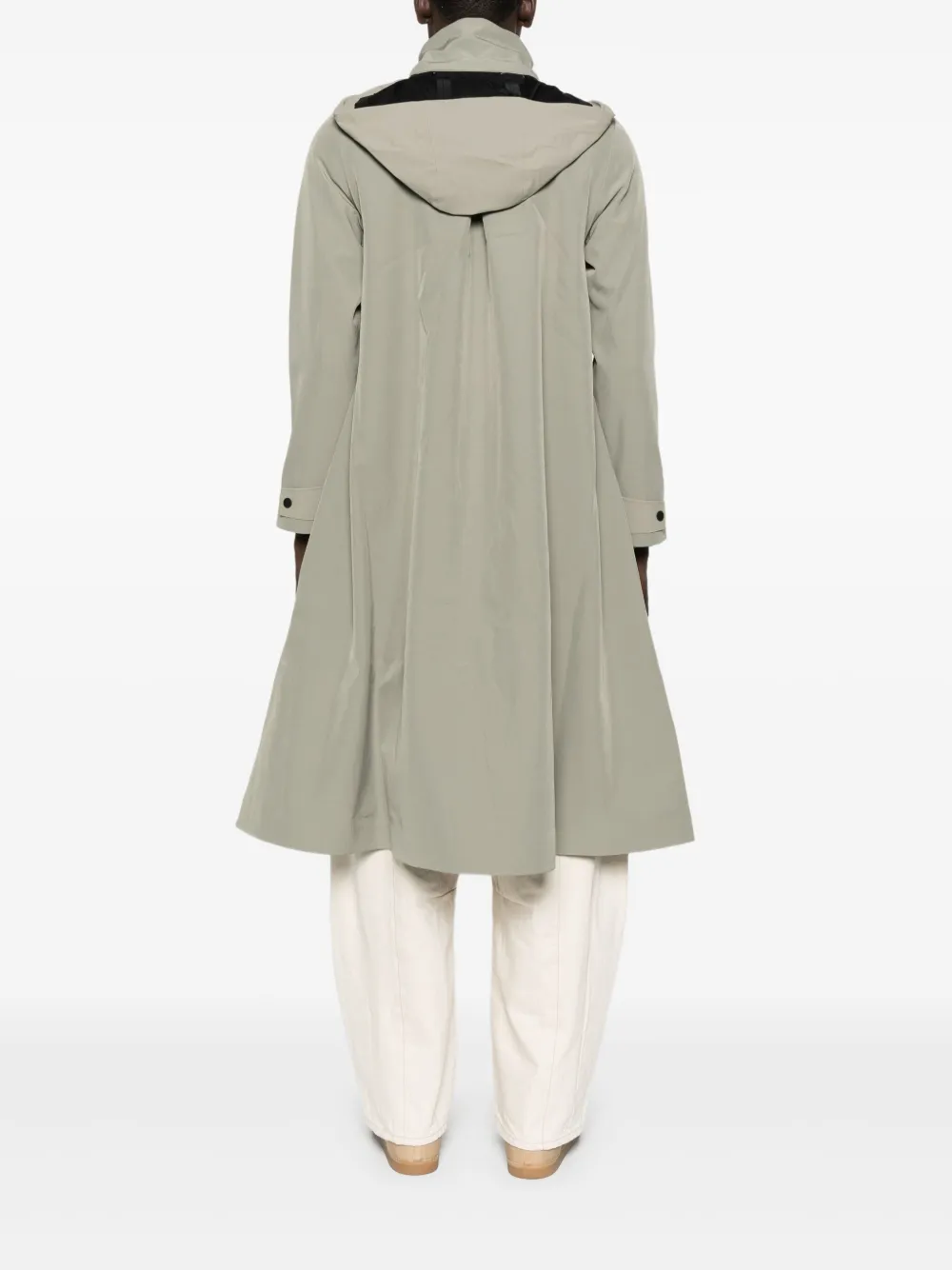 Rains Suva Vision Softshell Hooded A-line Trench Coat In Green