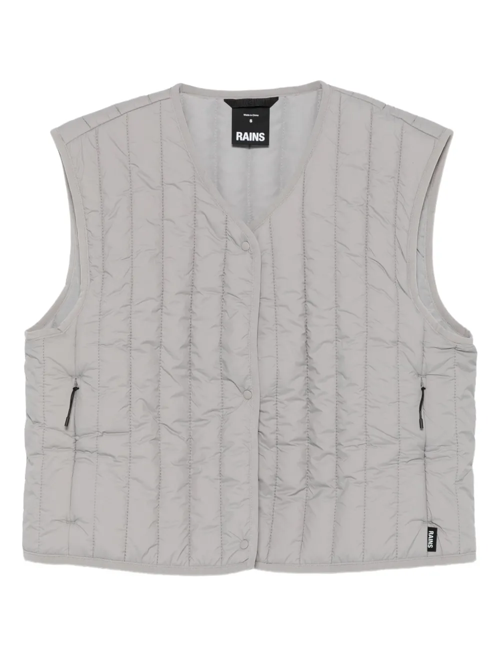 Rains Quilted Button Gilet In Gray