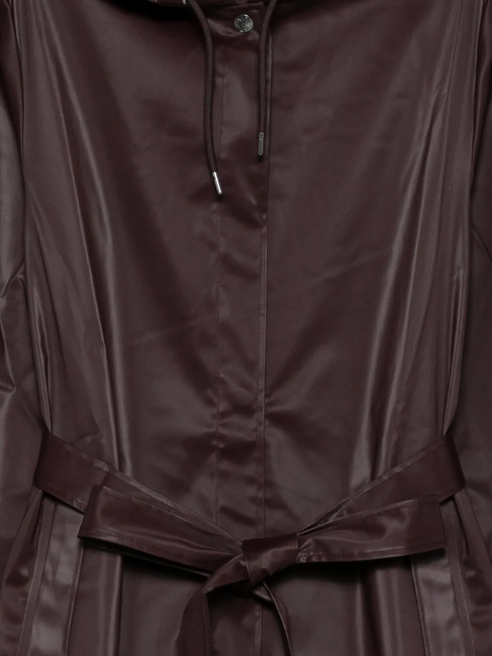 Rains Hooded Belted Jacket In Brown