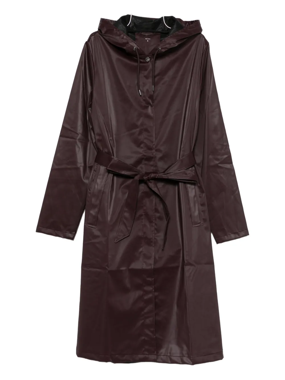 Rains Hooded Belted Jacket In Brown